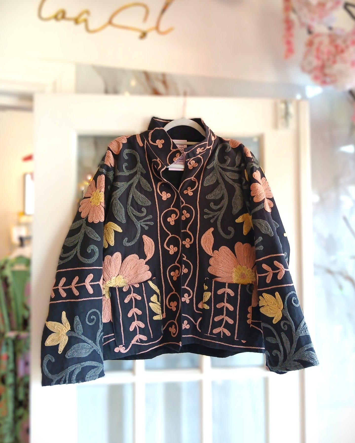The Isla Jacket Grey, Golden and Light Pink