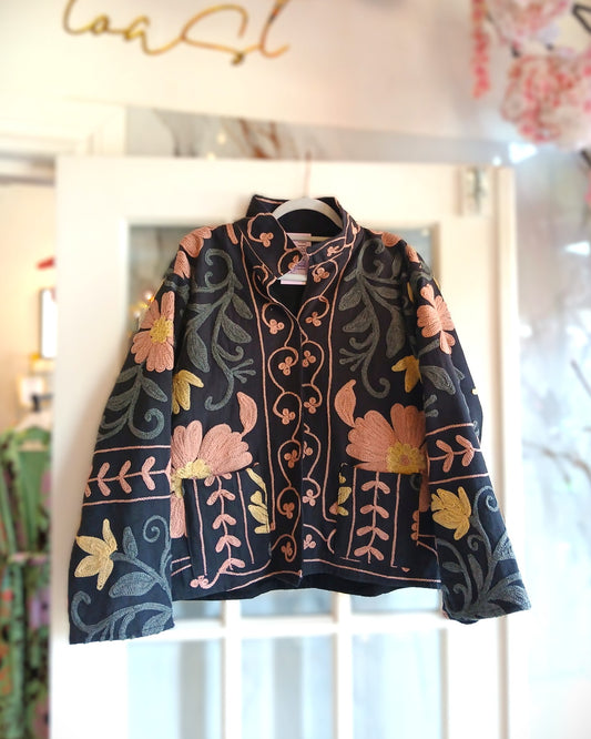 The Isla Jacket Grey, Golden and Light Pink