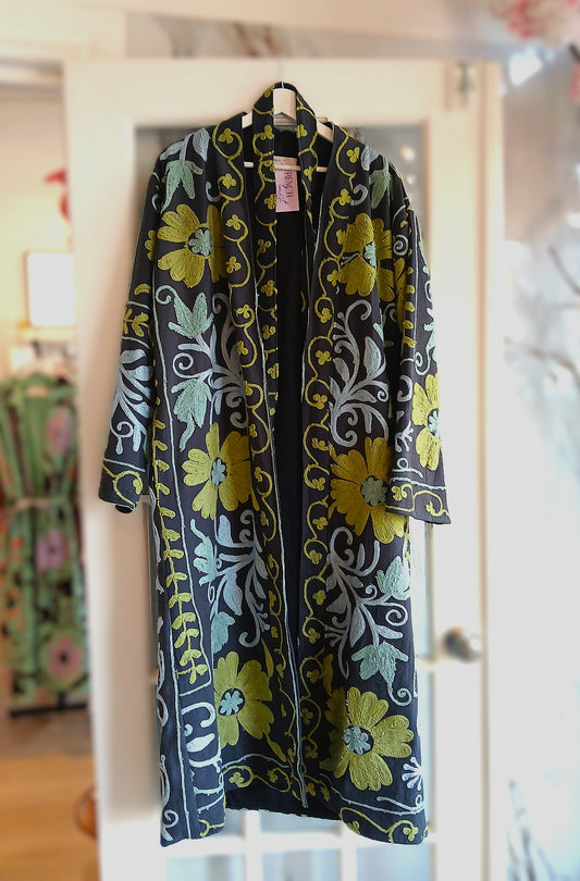 Isla Jacket Long Duster Style - Grey, Blue and Green