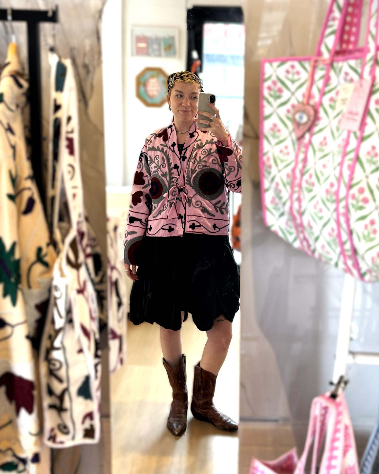 The Paloma Jacket Light Pink and Tan