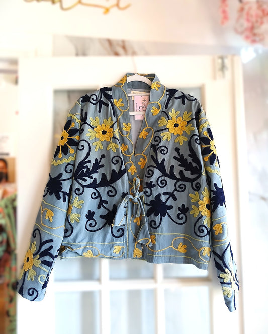 The Paloma Jacket Light Blue and Yellow