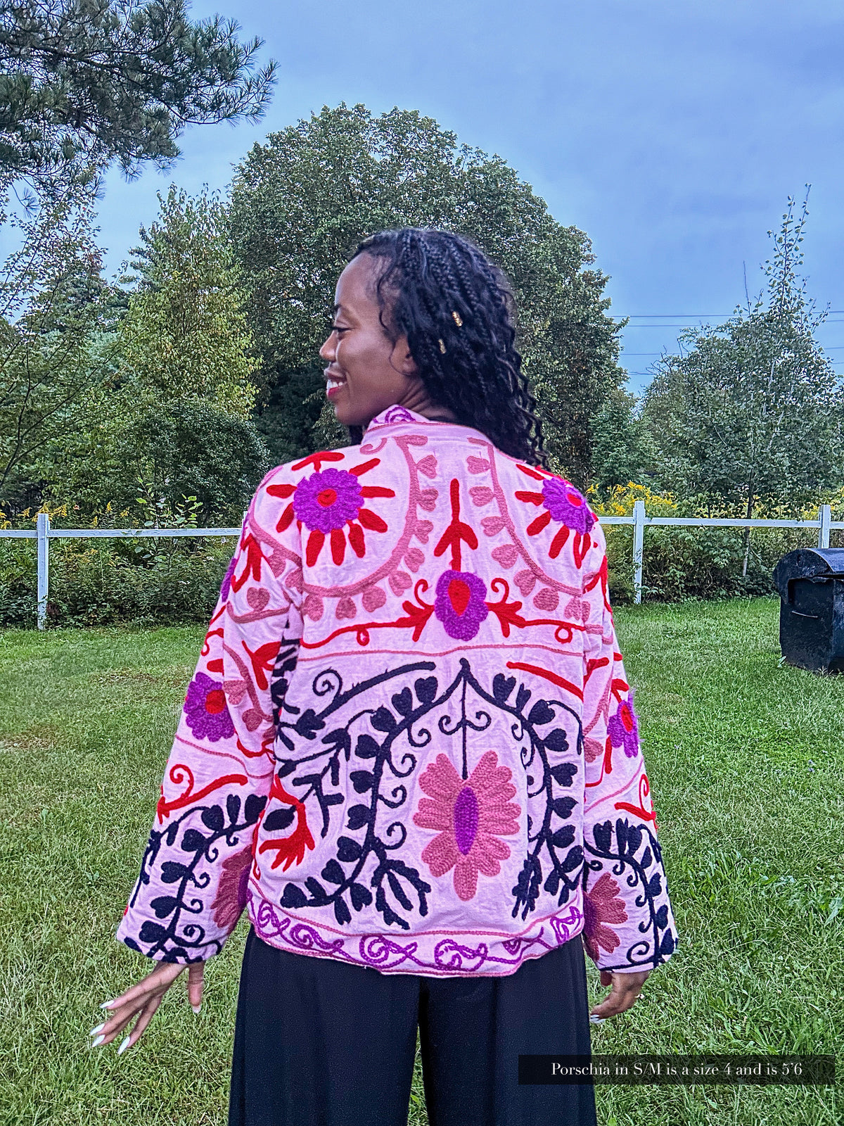 Veste Isla Indigo, rose et vert