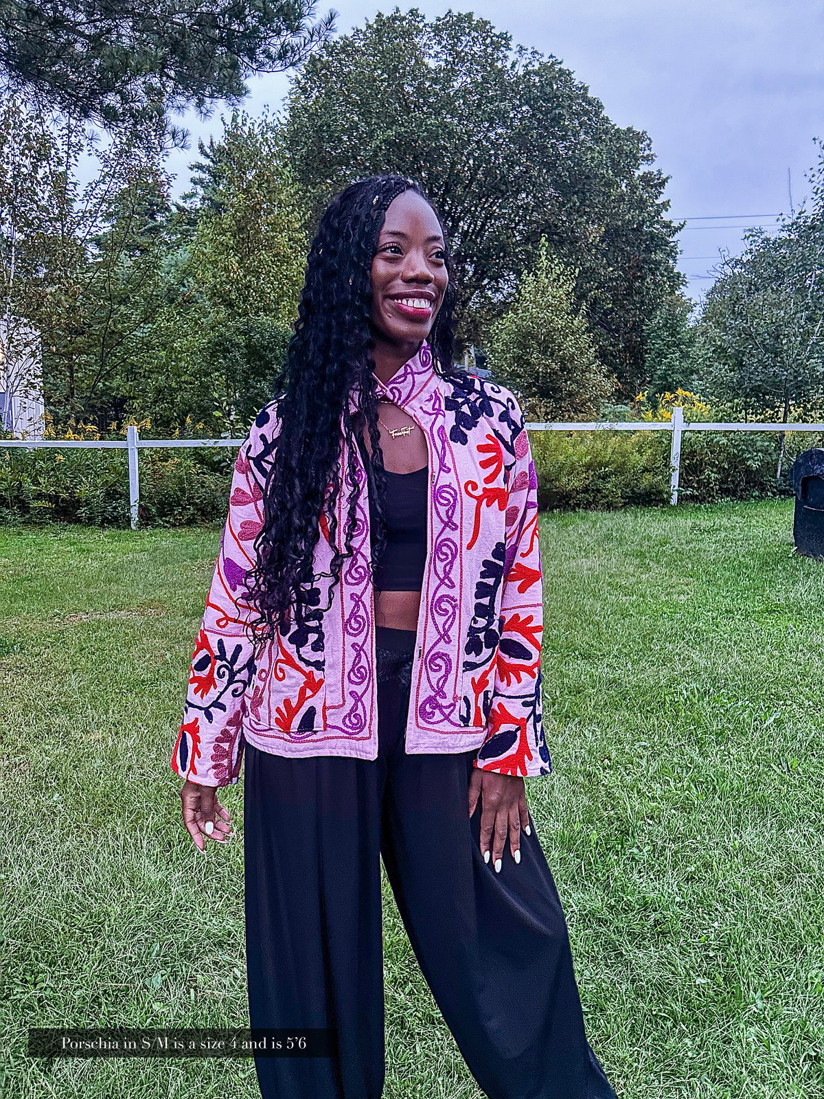Veste Isla Indigo, rose et vert