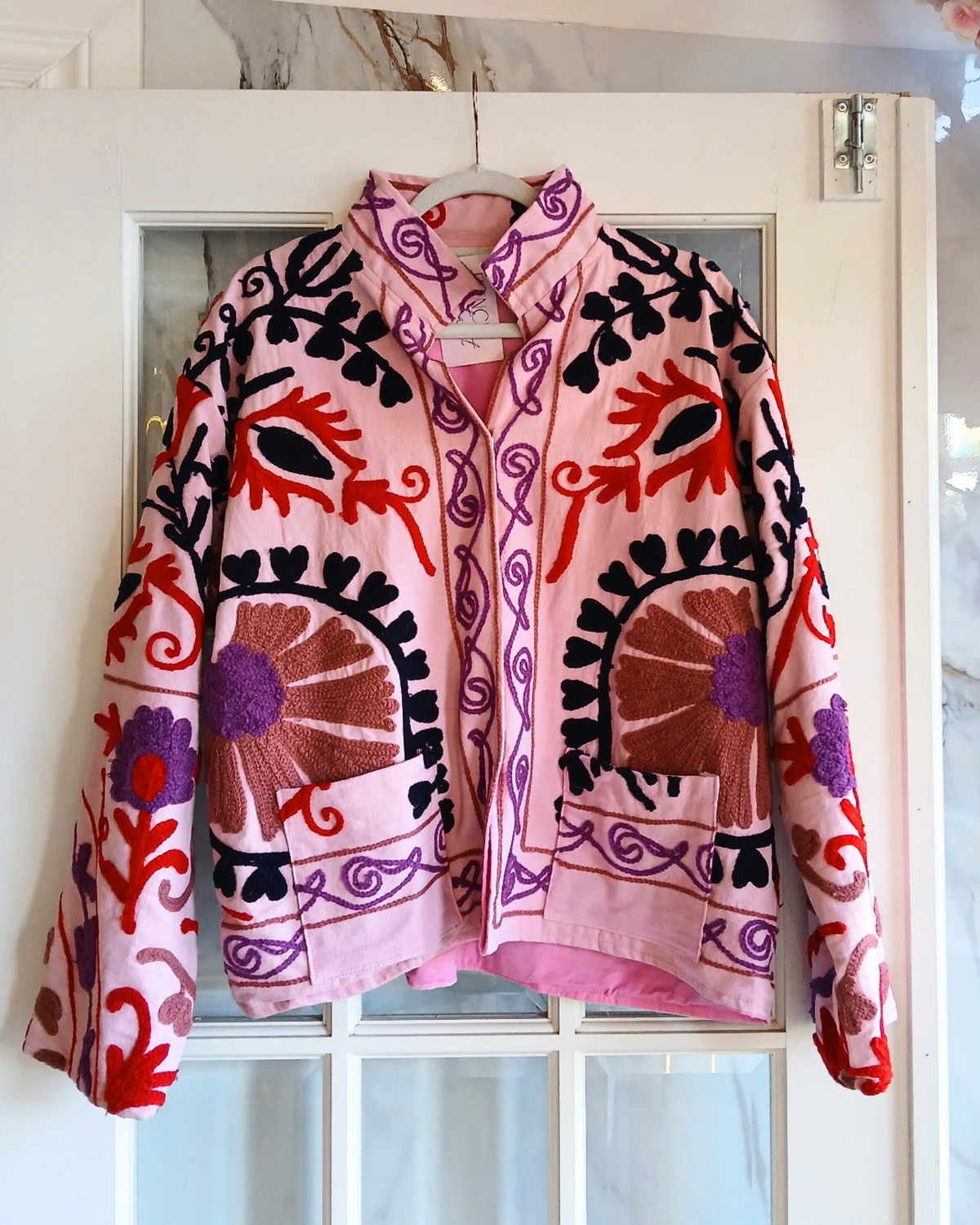 Chaqueta Isla en índigo, rosa y verde